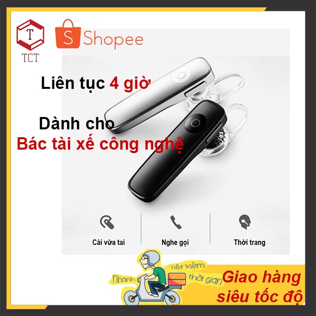 [AN TOÀN LÁI XE] Tai Nghe Bluetooth Headset 1 bên, sạc pin nhanh, có đệm silicon tự khớp chặt tai. TCT-SHOP.