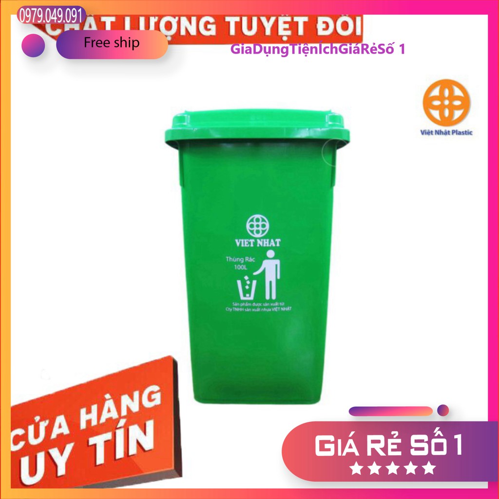 Thùng Rác Công Cộng Có Bánh Xe - Thùng Rác Có Banh Xe 100 Lít Nhựa Cao Cấp Việt Nhật