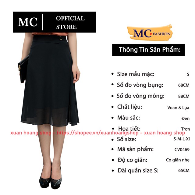 Chân Váy Xòe Dài Công Sở Lưng Cao Đẹp Mc Fashion, Màu Đen Ngắn, Chất Vải Mát Cv0469 Qly