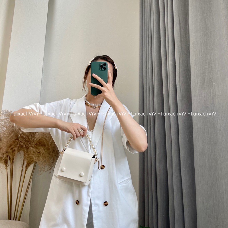 Túi Hộp Mini Đính Hạt Cườm Nữ ViVi - Túi Đeo Chéo Kiểu Dáng Mới Lạ Đi Tiệc Đi Chơi Đều Dễ Thương [Clip &amp; Ảnh thật]