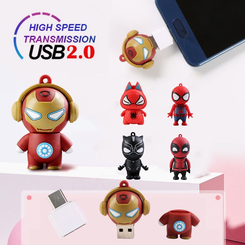 Ổ Đĩa Flash USB 1TB Marvel Spiderman Iron Man Chống Bụi Chống Nước