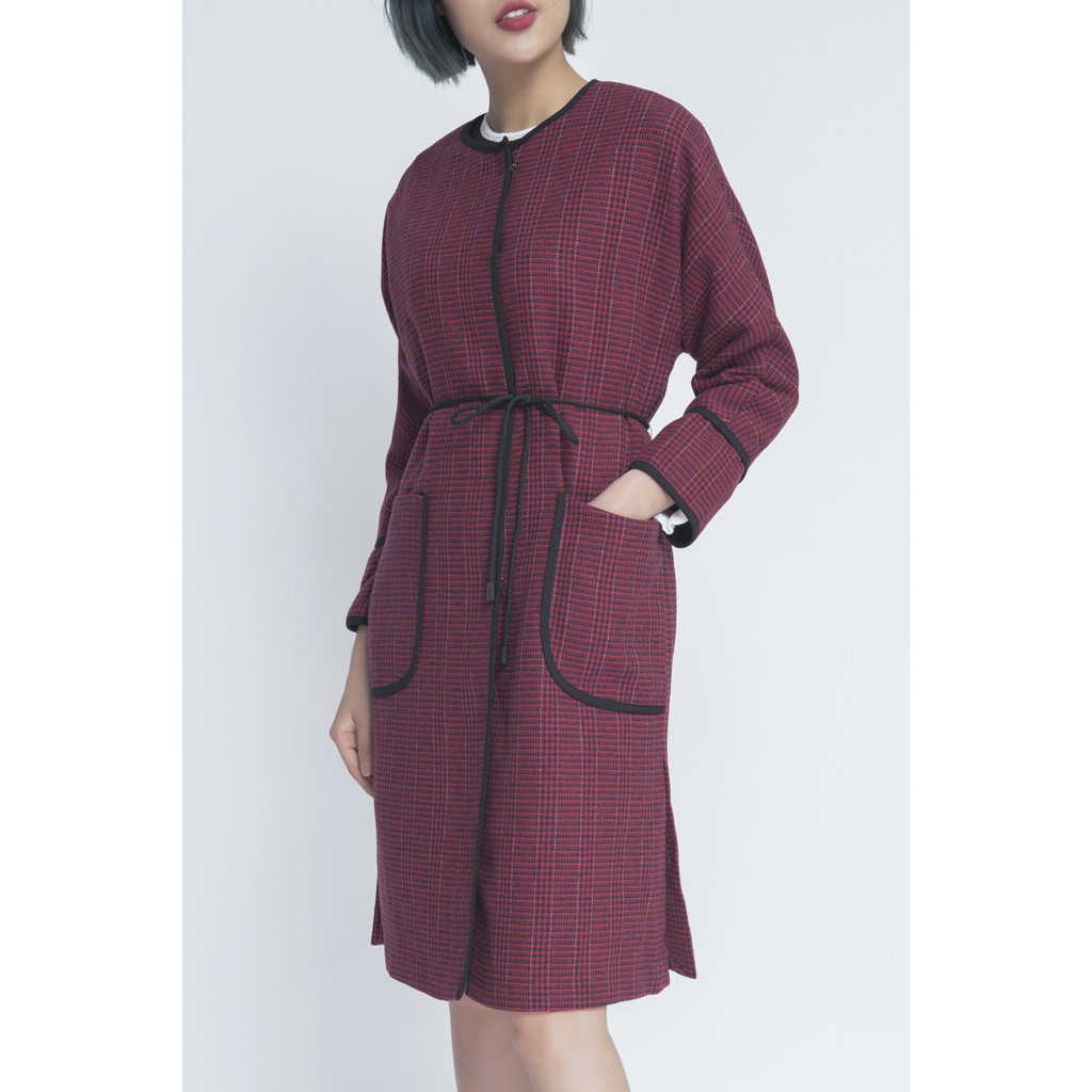 [NHẬP WABRTL5 GIẢM 10% TỐI ĐA 50K ĐH 250K ]Áo khoác Nữ dáng dài viền đen IVY moda MS 71M4046