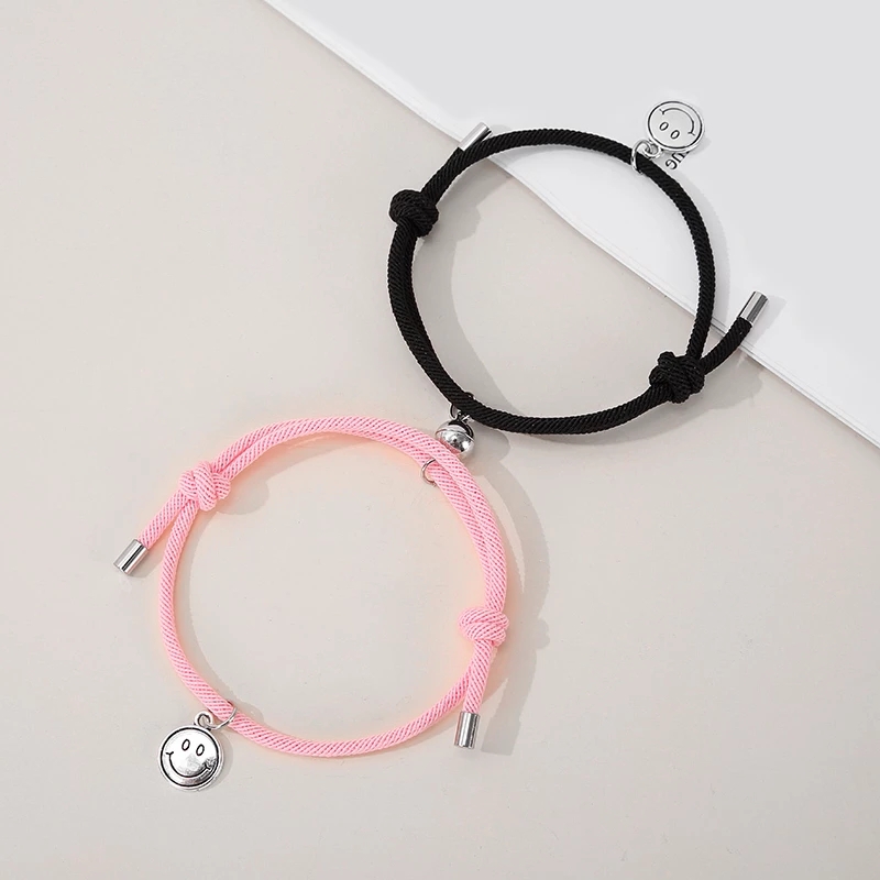 1Pair Couple Smile Face Attract Braided Bracelet/Friendship Rope Chinese Idioms Wrist Chain Jewelry Staunch Lover/Adjustable Braid Rope Bracelet