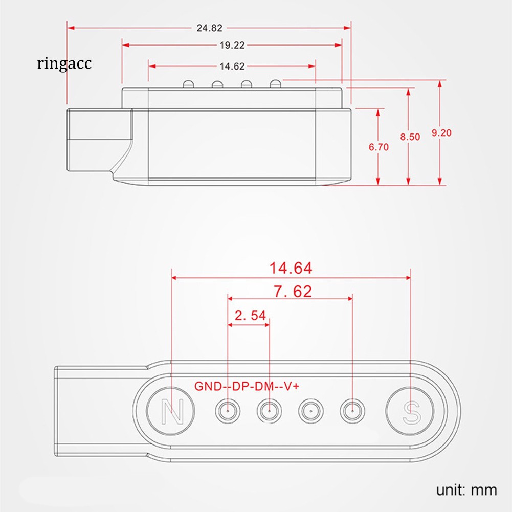 Dây cáp sạc nhanh đồng hồ thông minh không dây 4 chấu cao su thông dụng nhỏ gọn