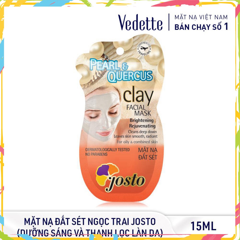 Mặt Nạ Đất Sét Trắng Và Ngọc Trai JOSTO 15ml - DƯỠNG SÁNG & TRẺ HÓA LÀN DA - TPM034