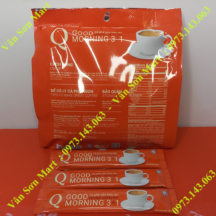 05 bịch cà phê sữa Good morning Trần Quang 480g (24 gói dài * 20g)