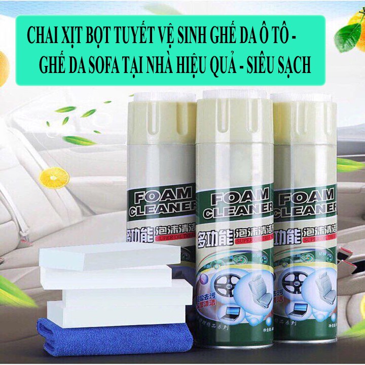 Chai xịt bọt vệ sinh ghế da FOAM CLEANER. Chất tẩy vệ sinh ghế da, sofa văn phòng, nhà, xe hơi