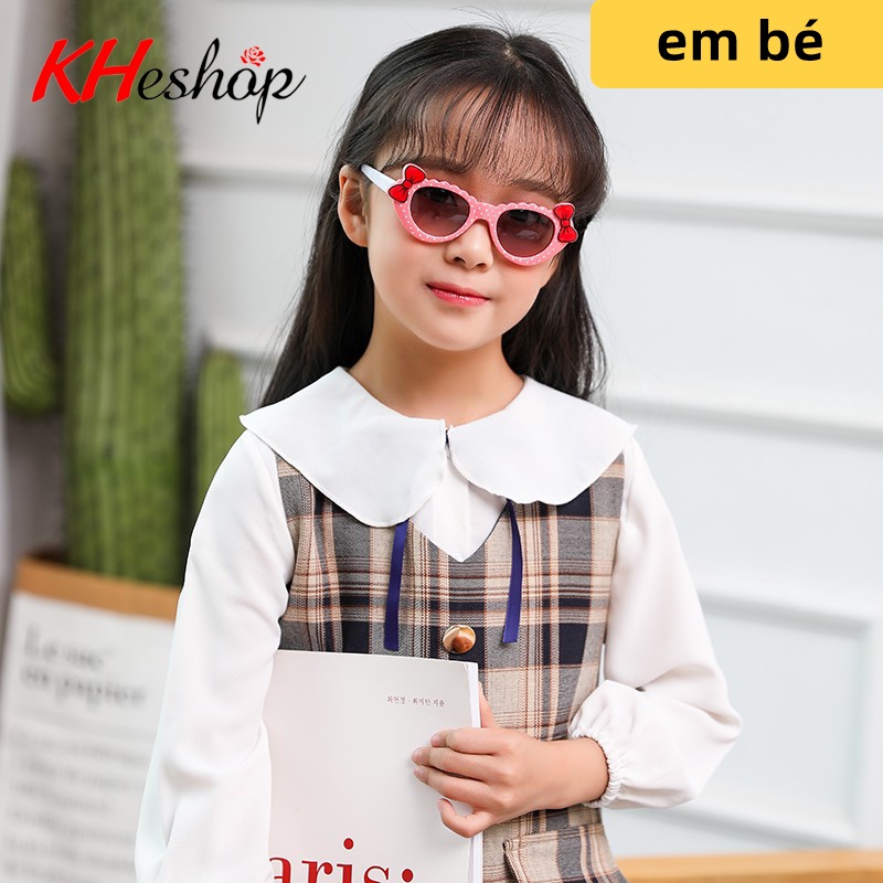 Kính Mát thời trang Cho bé từ 1-3 tuổi  Nơ Chấm Bi siêu ngầu mẫu mới nhất năm 2021,Kính Mát Chống UV giá rẻ mã Y1207
