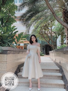 Bigsize Đầm trễ vai kết cườm D393