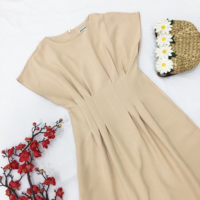 Đầm váy freesize tay con xếp li eo 3 màu