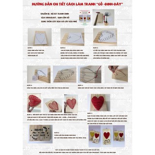 Kit tranh trái tim từ DÂY-GỖ-ĐINH