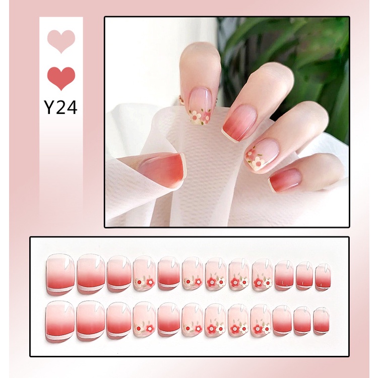 Set 24 móng tay giả Y24 thiết kế thời trang trẻ trung Jojo móng giả có keo dán nhiều mẫu mã đẹp