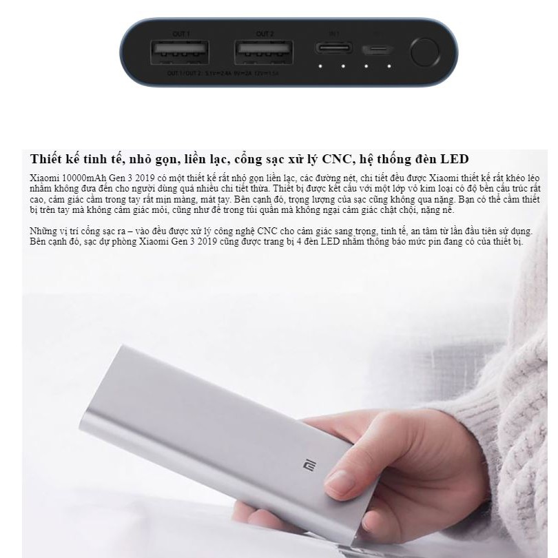  Sạc dự phòng xiaomi gen2 - Sạc Dự Phòng Xiaomi dung lượng 10000mAh SẠC NHANH 18W