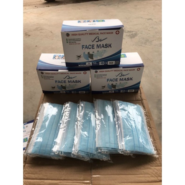 Hộp 50 khẩu trang trang ý tế FACE MASK người lơn kháng khuẩn cao