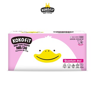 Tã/Bỉm dán KOKOFiT Hàn Quốc size NB (Vịt) 36 miếng/bịch cho bé dưới 4,5kg