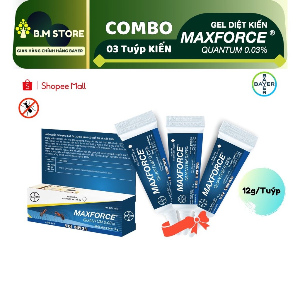 COMBO 03 tuýp Gel Diệt Kiến Maxforce Quantum - Bayer