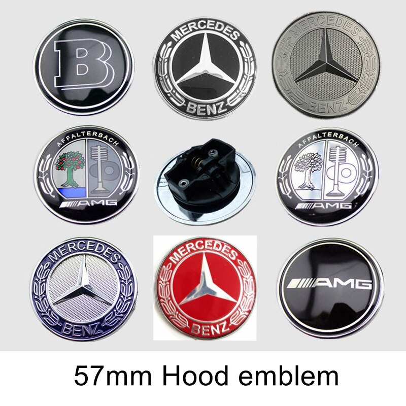Biểu Tượng logo Xe Hơi Mercedes Benz C E class Màu Đen/Xanh Dương 57mm