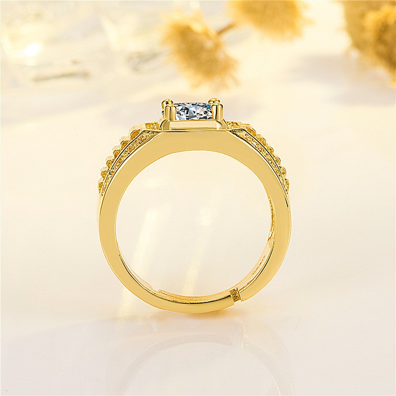 Nhẫn vàng / bạc sang trọng cho nam Nhẫn đính hôn kim cương Sapphire trắng