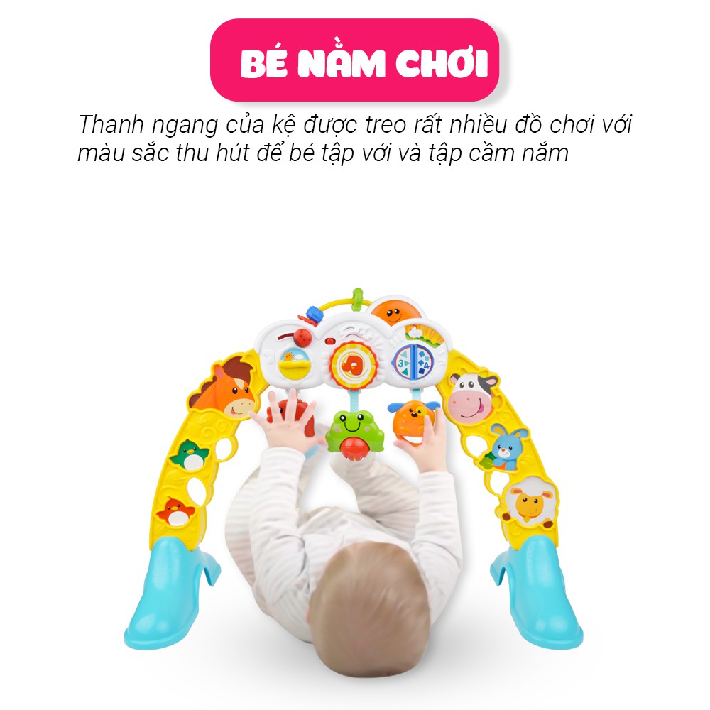 Kệ Chữ A đồ chơi đa, treo thành cũi có nhạc 3 in 1 hình động vật Winfun 0853 - Đồ chơi cho bé sơ sinh tới 1 tuổi