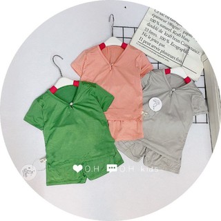 Set bộ thun lạnh k.woo cài cúc cho bé túi zip mặc mát lạnh mùa hè