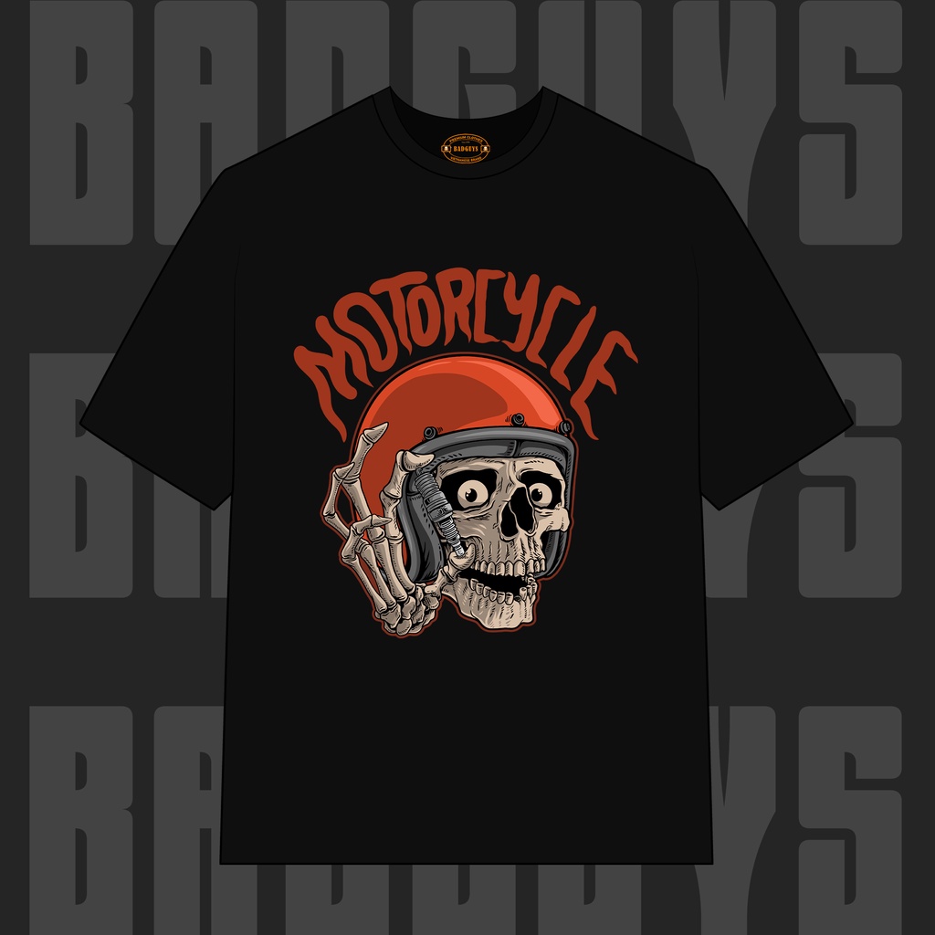 Áo thun Unisex form rộng Motorcycle Skull BGS019 - Local Brand Bad Guys Chính Hãng