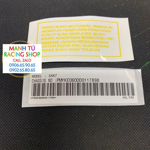 TEM GẤP YAZ - YAZ125 - BỘ 2 MIẾNG - TEM545