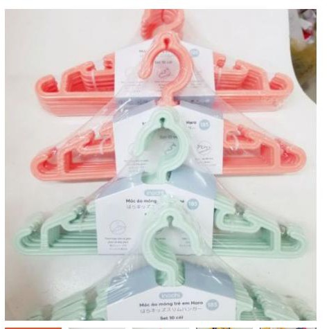 Set 10 móc nhựa trẻ em cao cấp hàng inochi nhựa nguyên sinh bền đẹp theo tiêu chuẩn nhật bản