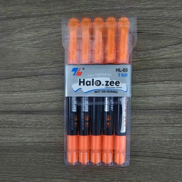 Vĩ 5 cây Bút dạ quang hai đầu Halo zee TL - HL03 ( vàng/hồng/cảm/xanh lá/xanh dương )