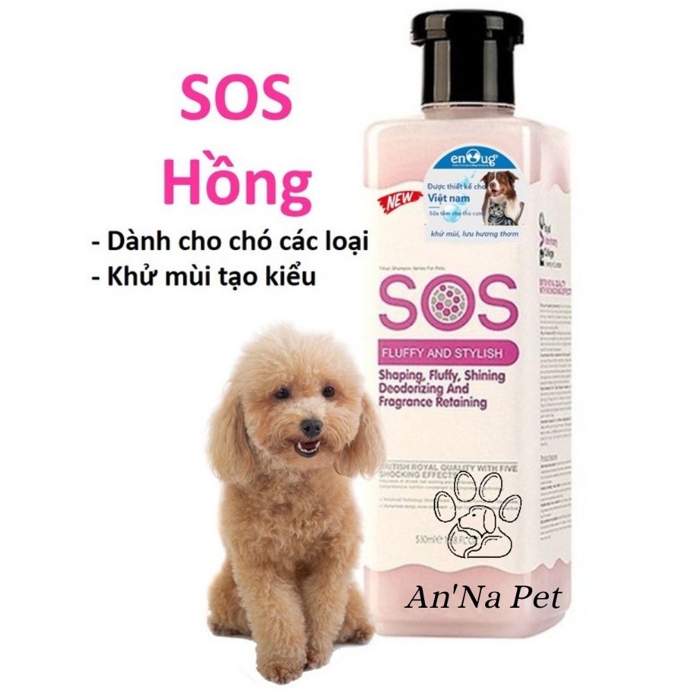 Sữa tắm cho chó  mèo SOS 530ml poodle, lông trắng, lông tối màu - Sữa tắm chó mèo phụ kiện thu cưng Hà Nội Anna Pet