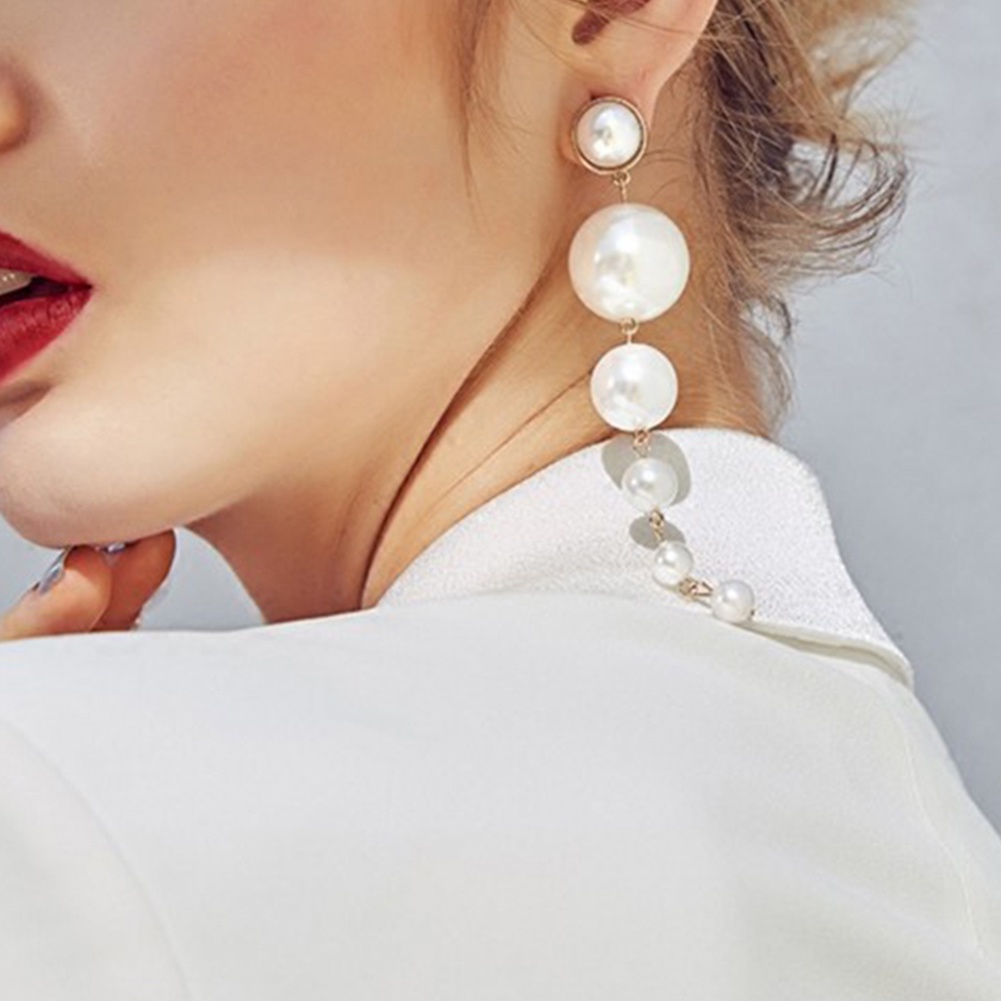 Bông tai dáng dài ngọc trai giả thời trang nữ tính