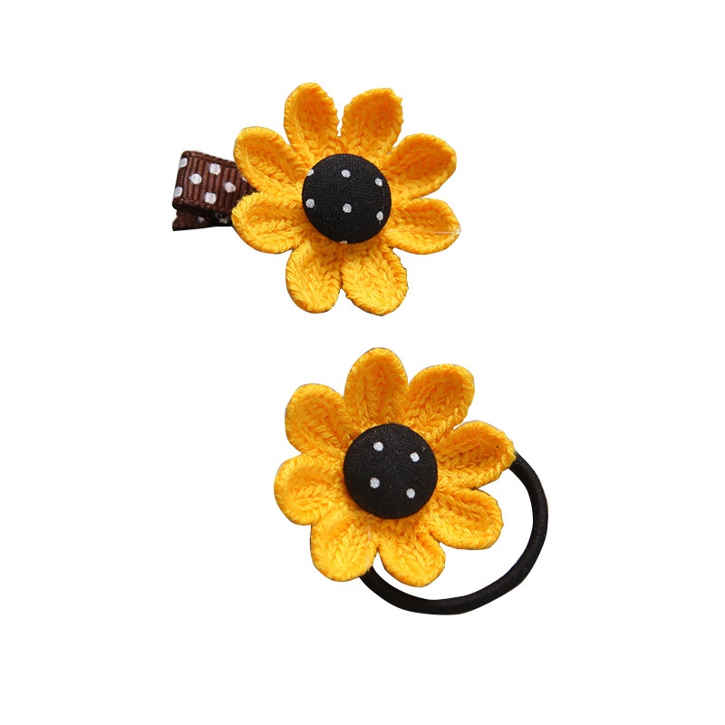 Kẹp tóc/ Dây buộc tóc trang trí bông hoa hướng dương xinh xắn dành cho bé gái