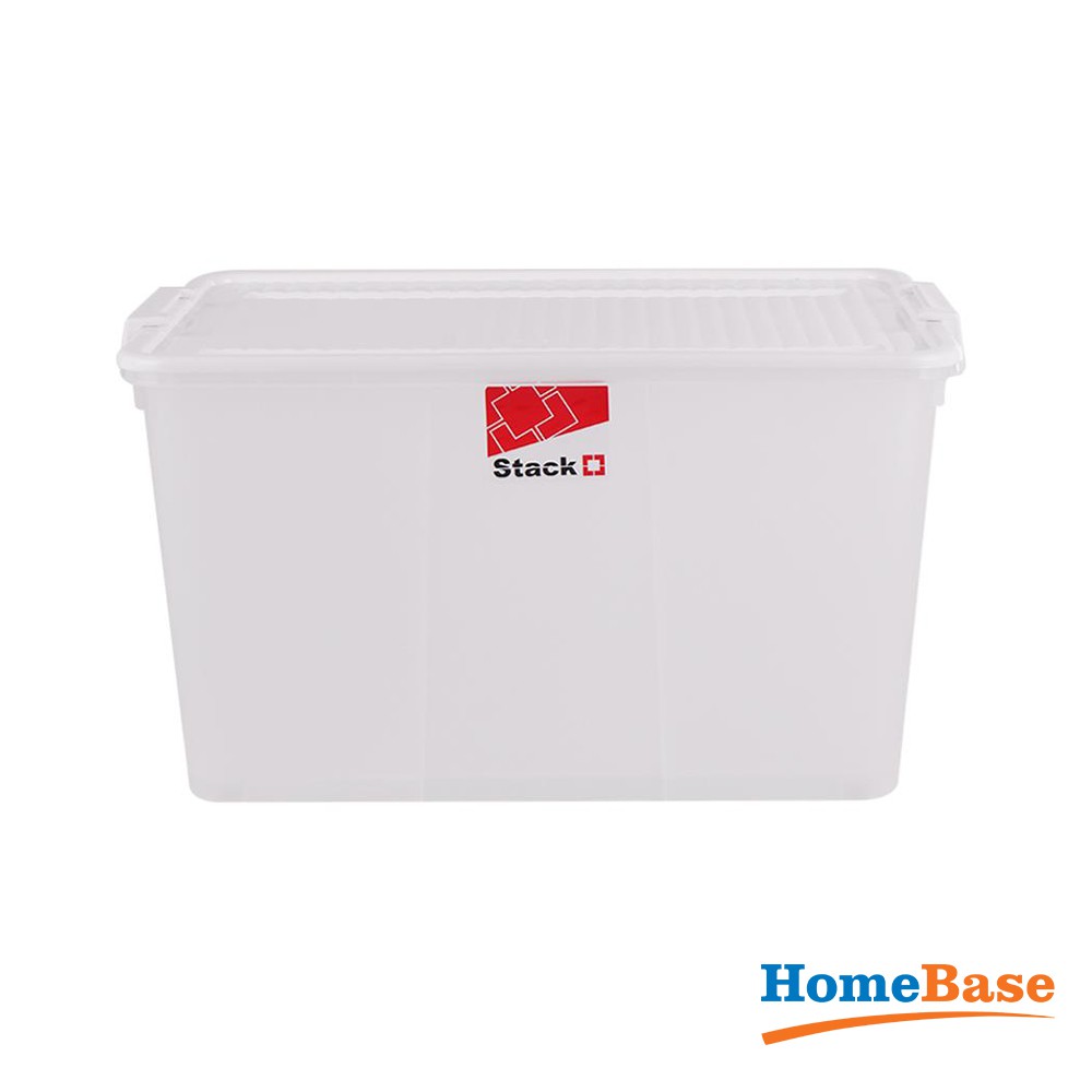 HomeBase STACKO thùng nhựa đựng đồ có nắp có bánh xe Thái Lan 66L W62xD43xH34.5Cm Trắng