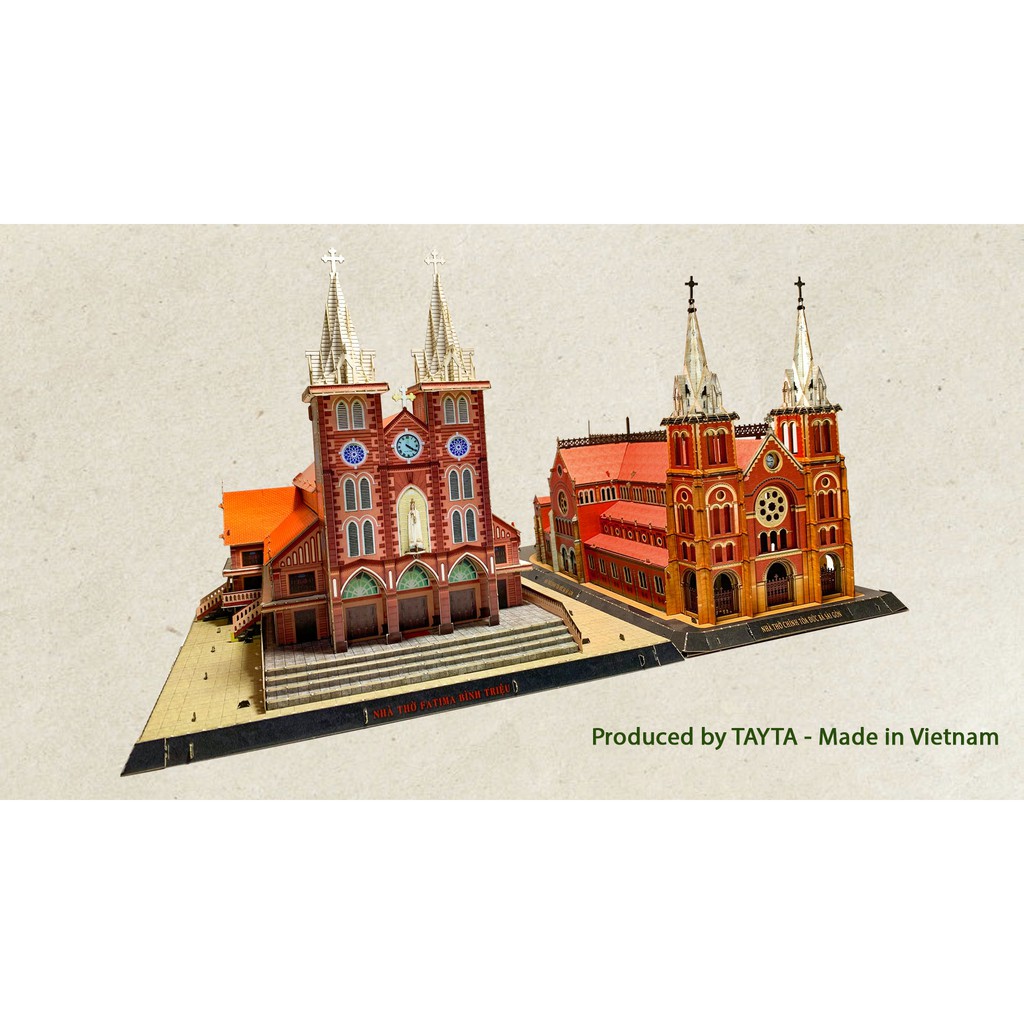 Mô hình giấy 3D Nhà thờ Fatima Bình Triệu tự lắp ghép - TAYTA