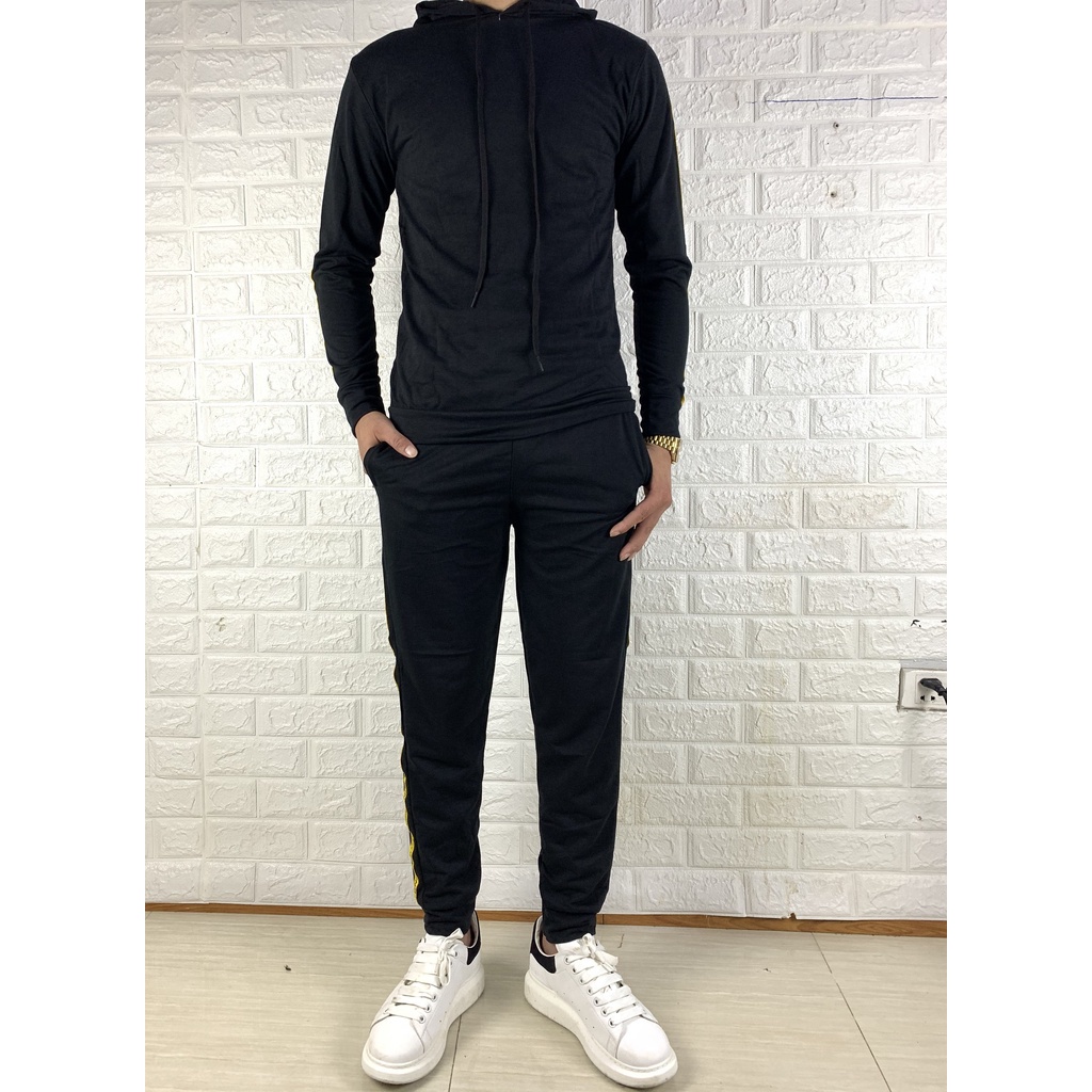 Bộ Nỉ Thể Thao Nam Kèm Mũ Kẻ Sọc Siêu Mềm Mịn - Bộ Thu Đông Chất Liệu Nỉ Cao Cấp - BD159 - Xưởng May Trung Kiên