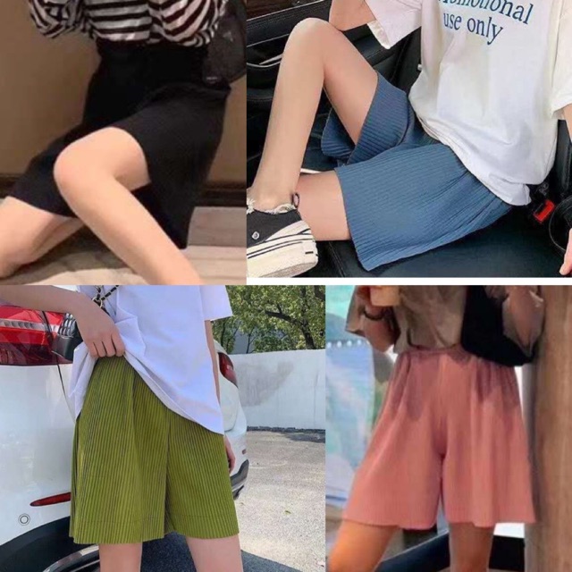 Quần short ống rộng xếp ly