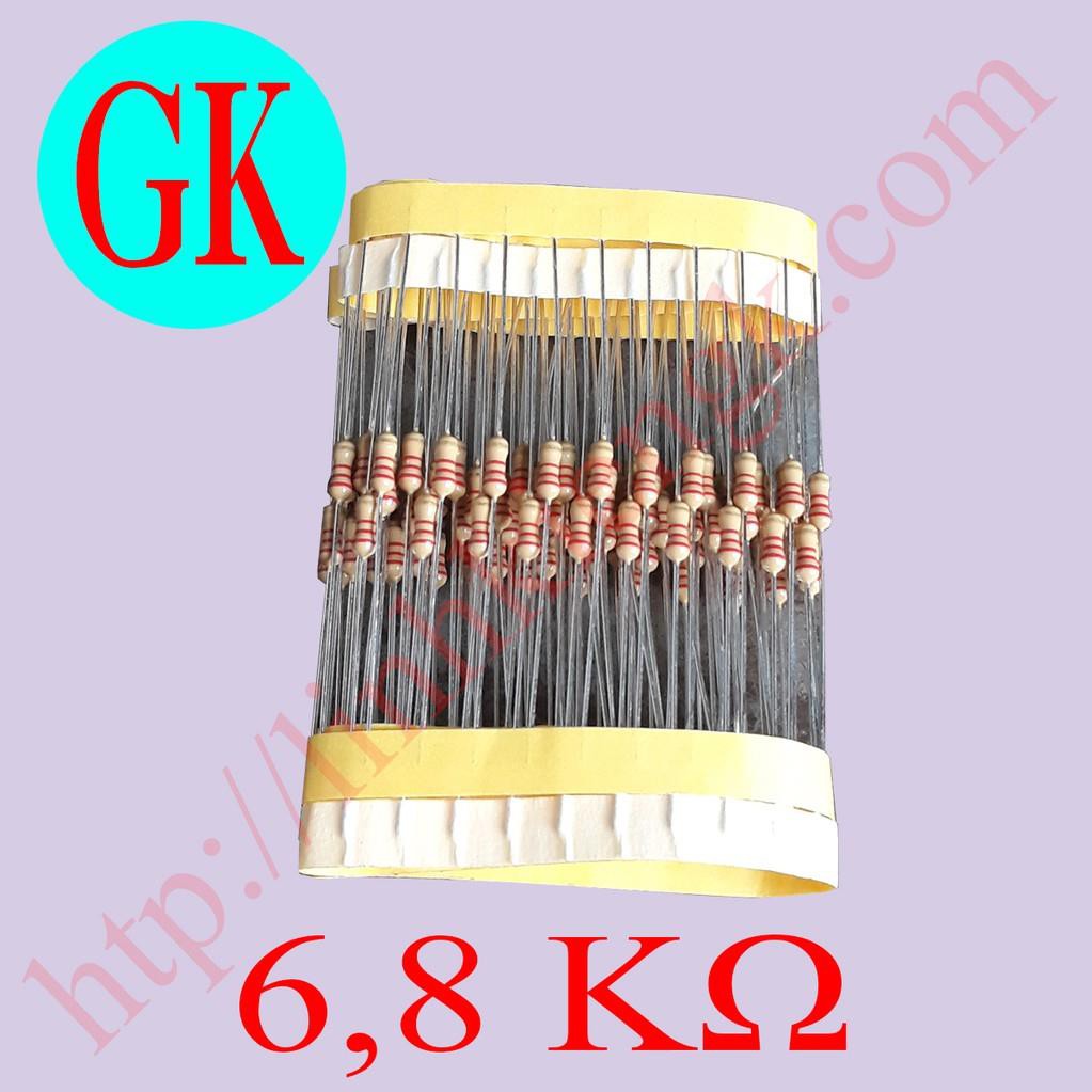 [100 cái] Điện trở 6,8K 1/4W