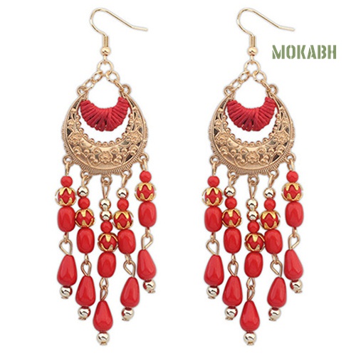 Bông Tai Thời Trang Kiểu Móc Tua Hình Trăng Khuyết Cổ Điển Cho Nữ