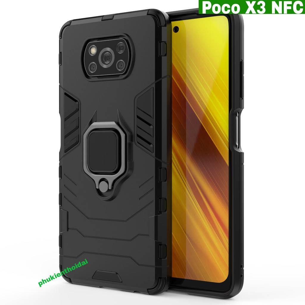 Ốp lưng Iron Man Iring Poco X3 NFC / Poco X3 Pro / Poco F1 / Poco X3 GT / X4 Pro 5G chống sốc giá đỡ xem phim cao cấp