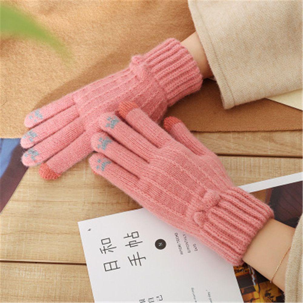 Găng Tay Dệt Kim Mềm Mại Co Giãn Thời Trang Mùa Đông
