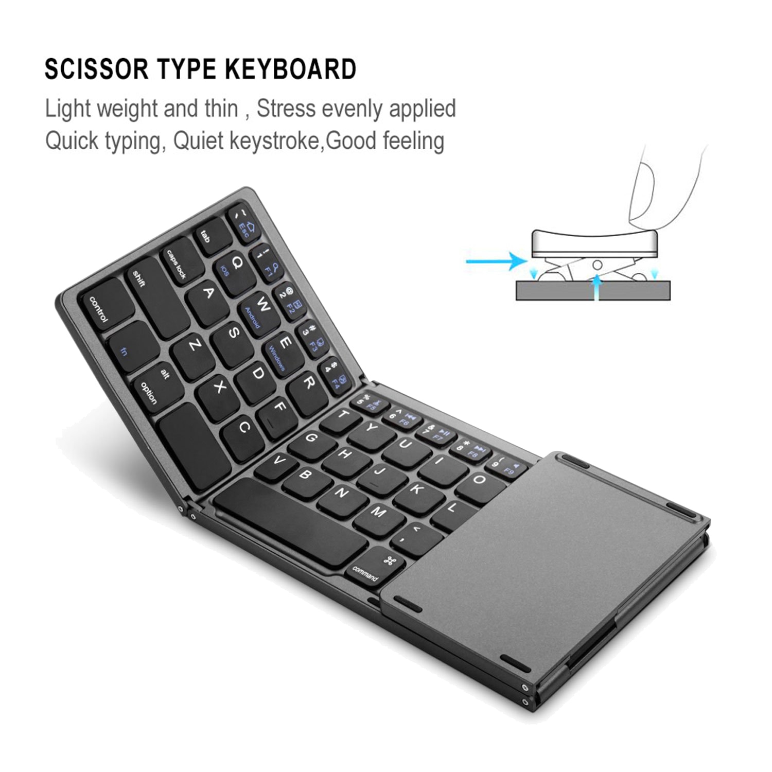 Mini Folding Keyboard Bluetooth Wireless Portable Universal Foldable Keyboard with Touchpad for Windows Android IOS Tablet iPad