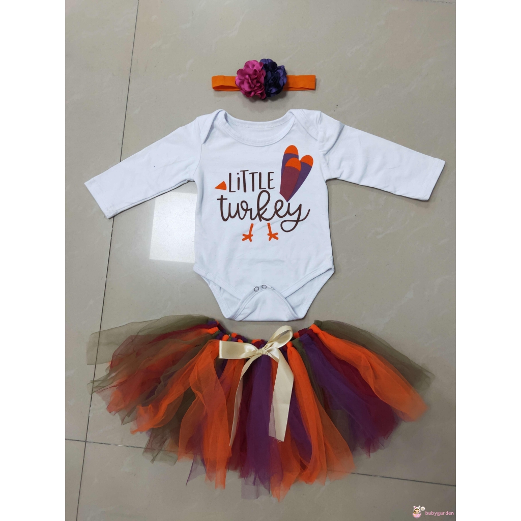 Set áo liền quần + chân váy vải tuyn + băng đô dễ thương cho bé gái