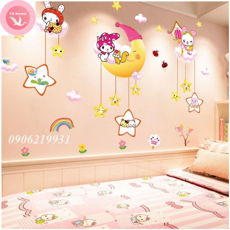 Tranh decal dán tường cho bé - Động Vật + Đoàn Tàu- Trang Trí Phòng ngủ