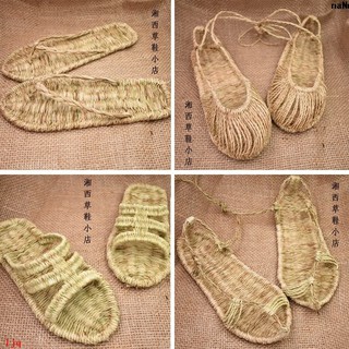 Giày Sandal Cổ Giày Ống Hút Cải Tiến Nguyên Chất ♧ Tất Cả Gai Dầu Tay Dệt Nam Nữ Dép Mùa Hè Hợp Chất Ống Hút Hợp Thời Trang Thoáng Mát Hồng Quân Mây