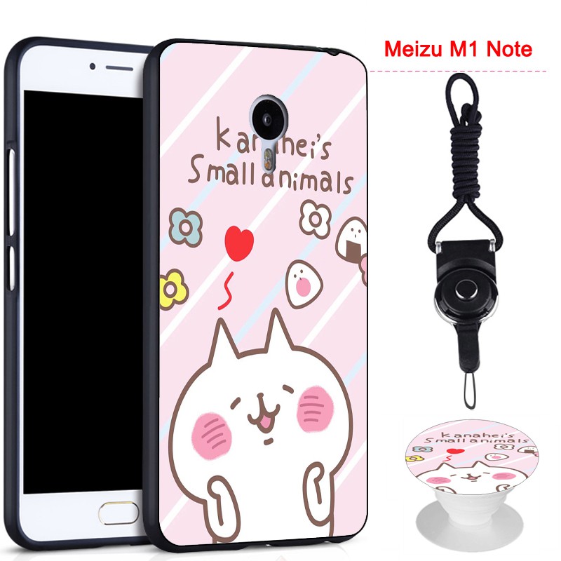 Ốp điện thoại in hình hoạt hình kèm dây đeo và nhẫn móc tiện lợi cho Meizu M1