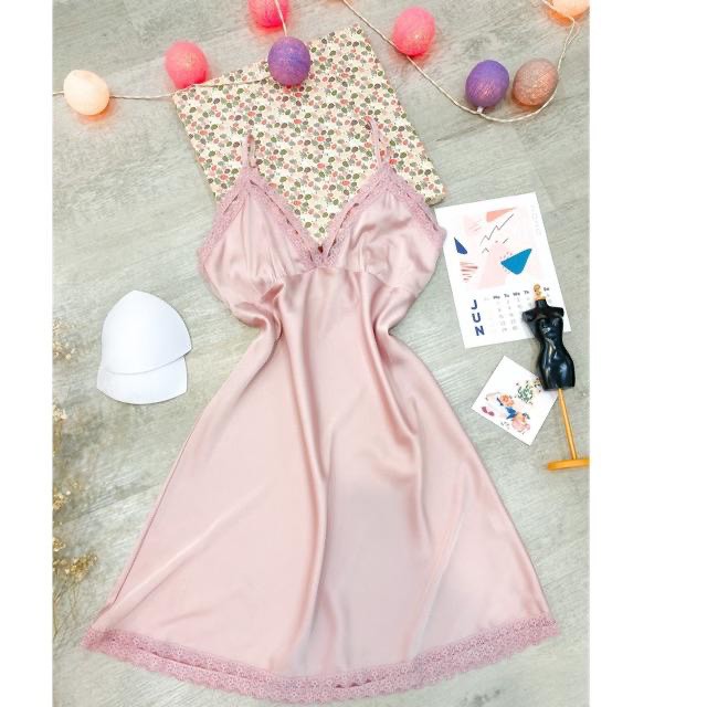 Q11.HCM  - [LL638] Váy ngủ lụa satin -tặng kèm mút ngực - Đầm Ngủ Sexy trơn Dáng Xuông Liền Thân - cô chủ nhỏ chuyên sỉ