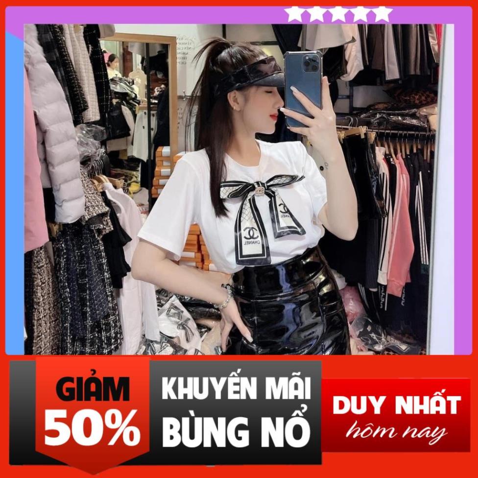 SALE Áo thun nữ trơn cộc tay, áo phông nữ nơ cổ có thể tách rời DUMISA