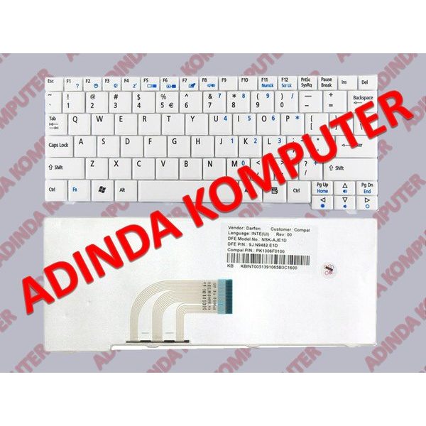 Bàn Phím Laptop Acer Aspire One 531 Ao531 531h 8.9 10.1 Zg5 Zg8 A110 A150 D150 D250