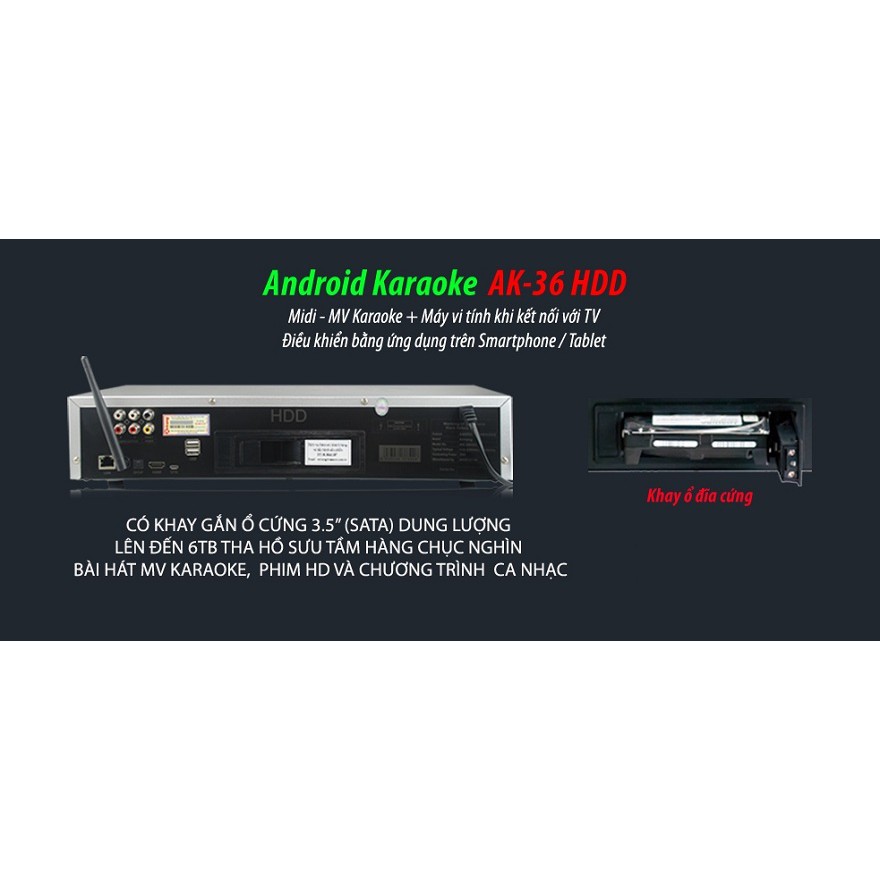 Đầu Karaoke Arirang DVD Android AK-36HDD