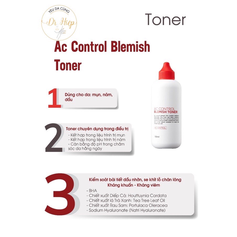 Toner Goodndoc AC Control Blemish Toner Chứa AHA + BHA, Cân Bằng pH Da, Sạch Sâu, Ngừa Mụn - 150ml