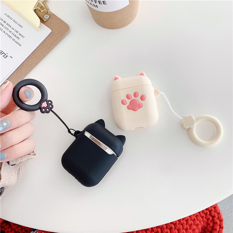 Vỏ Bảo Vệ Tai Nghe Hình Chân Mèo Nhỏ  Phù Hợp Với Airpods 1/2/Pro Siêu Cute Dễ Thương